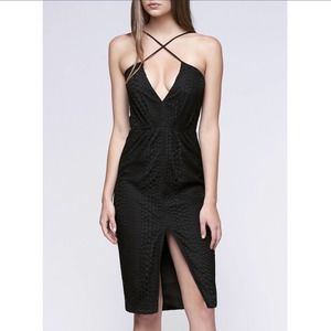 Stylestalker Athena Midi Dress Noir Keyhole Black